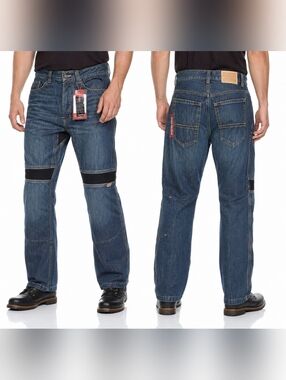 Icon Victory Motorcycle Jeans Mens 34 Blue Denim Riding Pants Armored Biker Stra